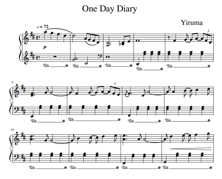 Yiruma - One Day Diary for piano